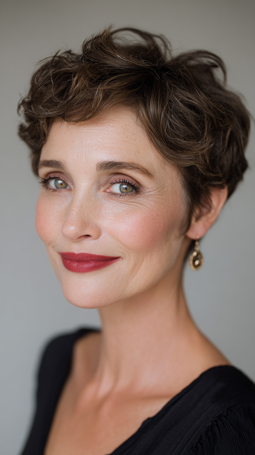 Textured Wavy Pixie Cut with Effortless Charm