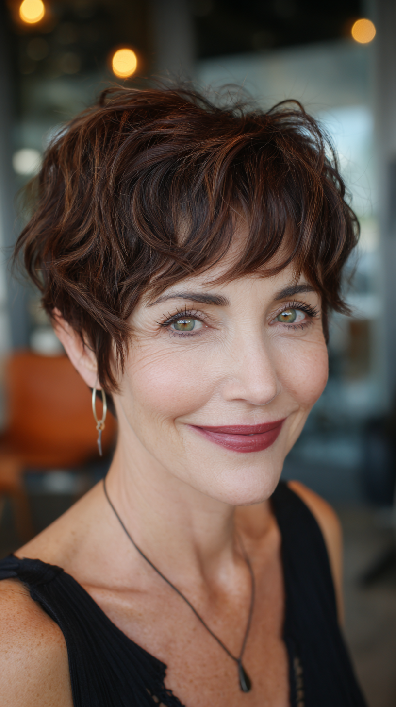 Textured Wavy Pixie Cut with Effortless Volume