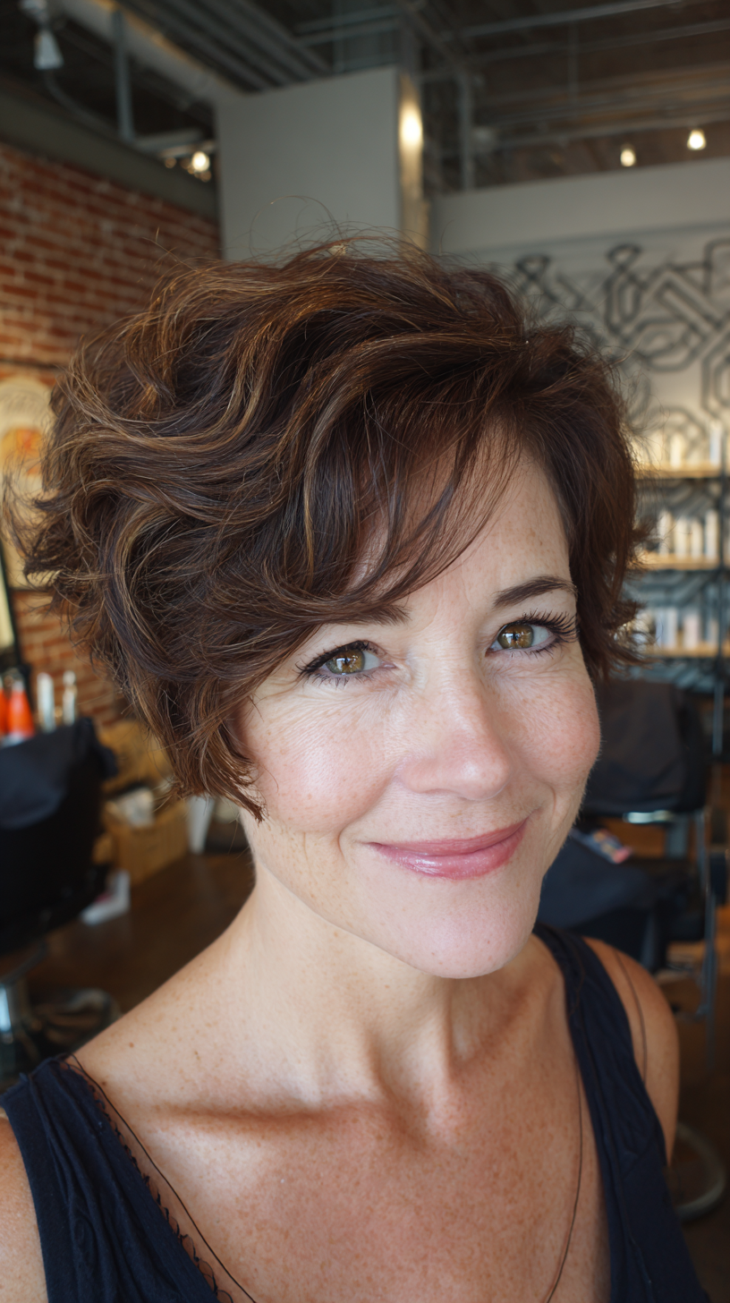 Textured Wavy Pixie Cut with Playful Volume