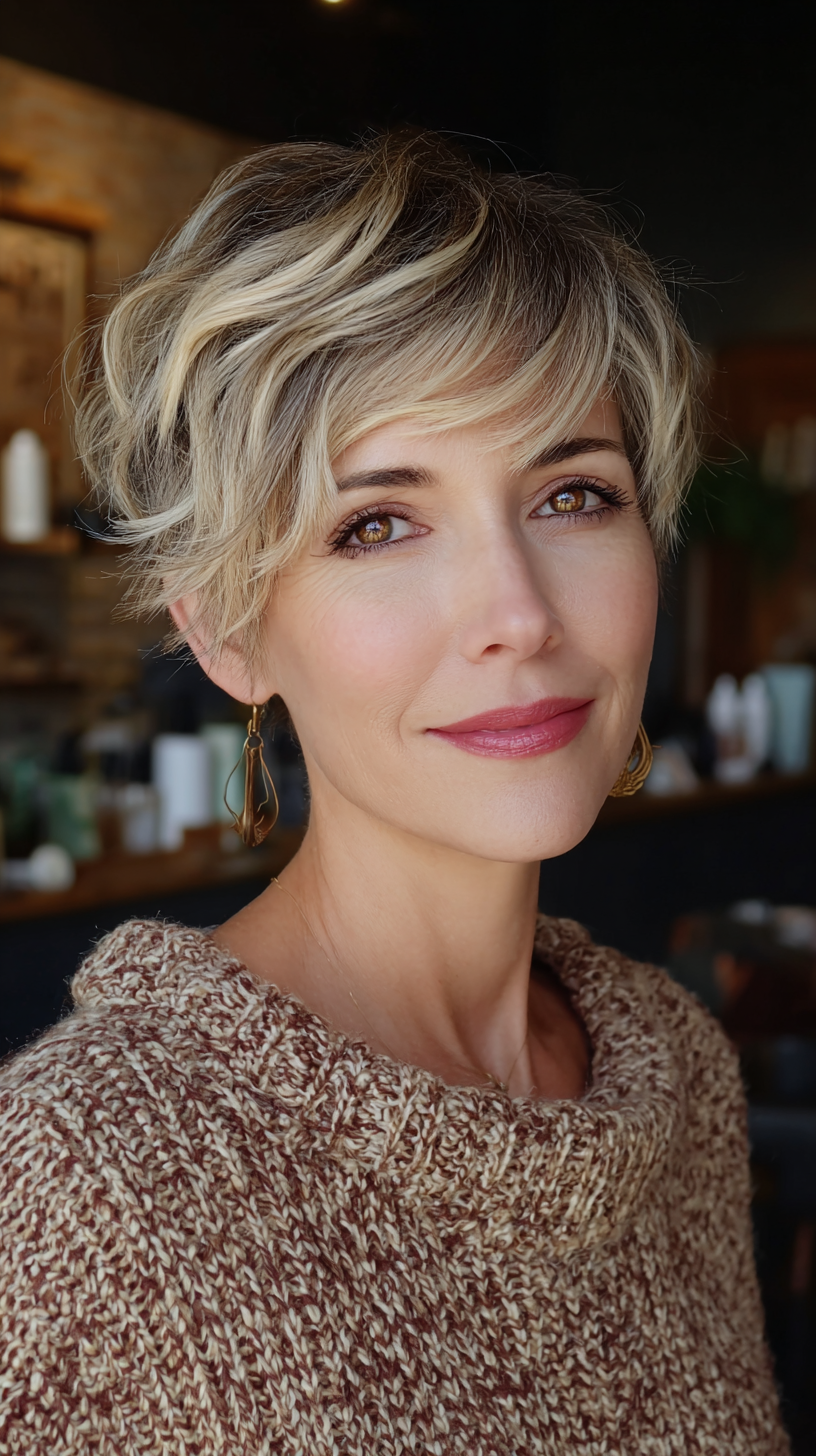 Textured Wavy Pixie with Soft Layers