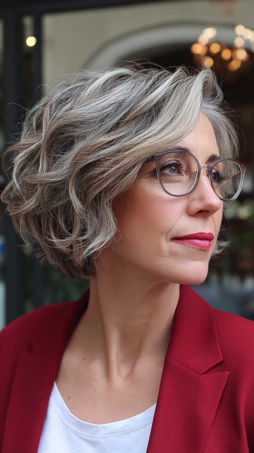 Trendy Textured Ripple Bob with Glasses