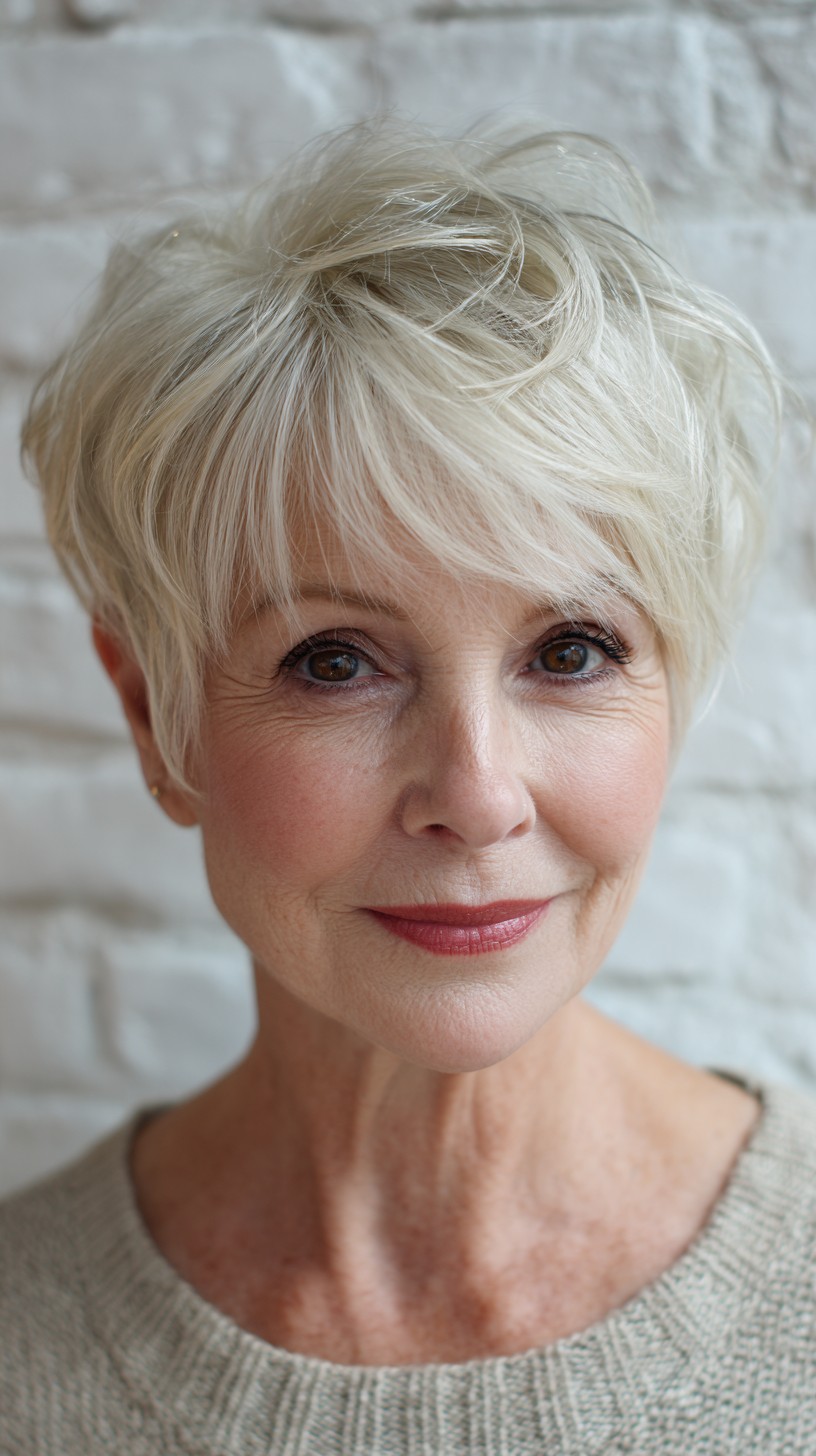 Charming Silver Feathered Pixie for Mature Women