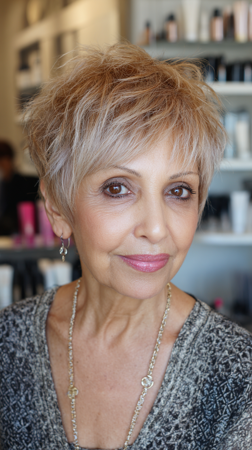 Chic Textured Pixie Cut with Subtle Highlights