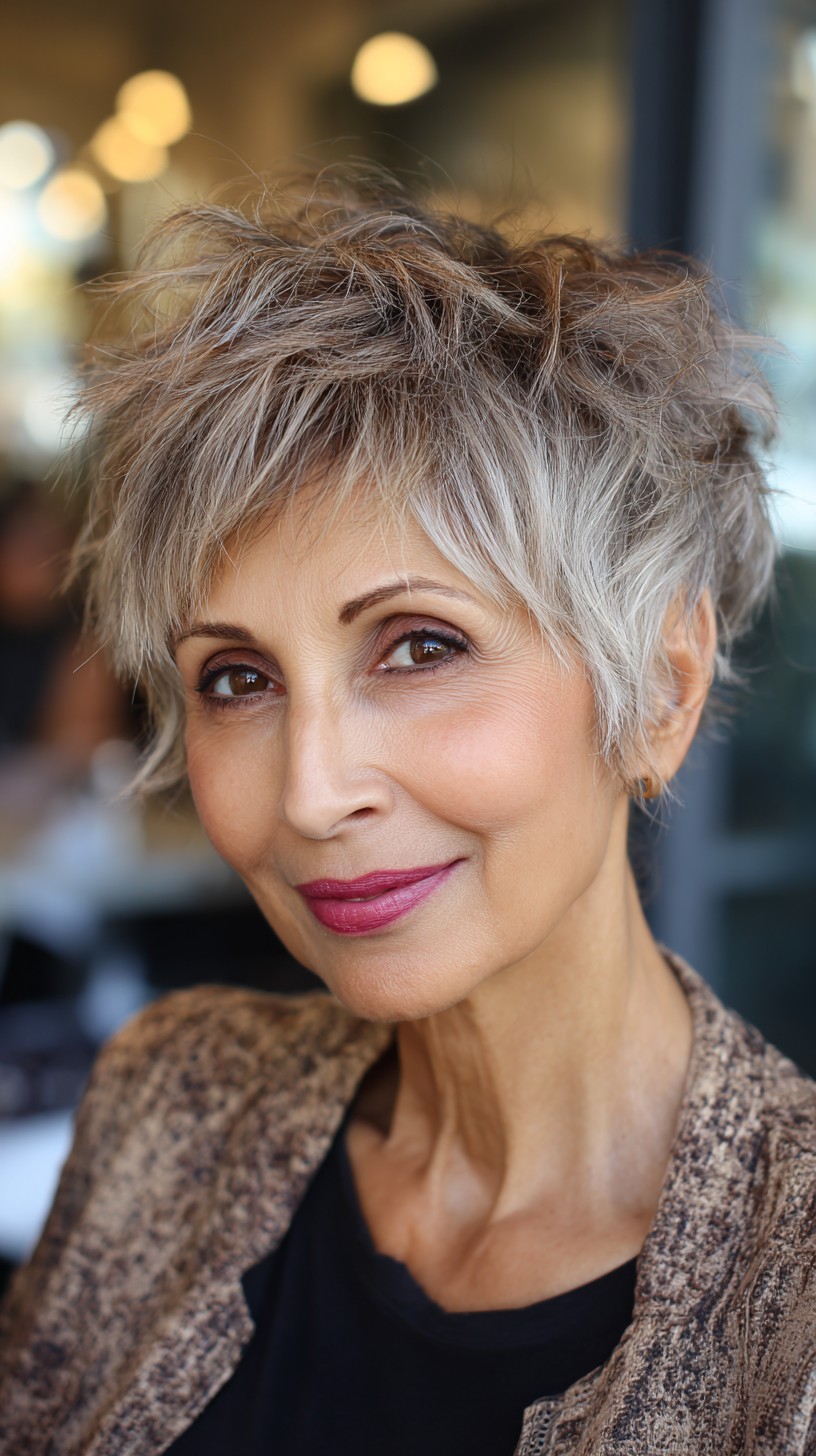 Effortlessly Chic Silver Textured Pixie