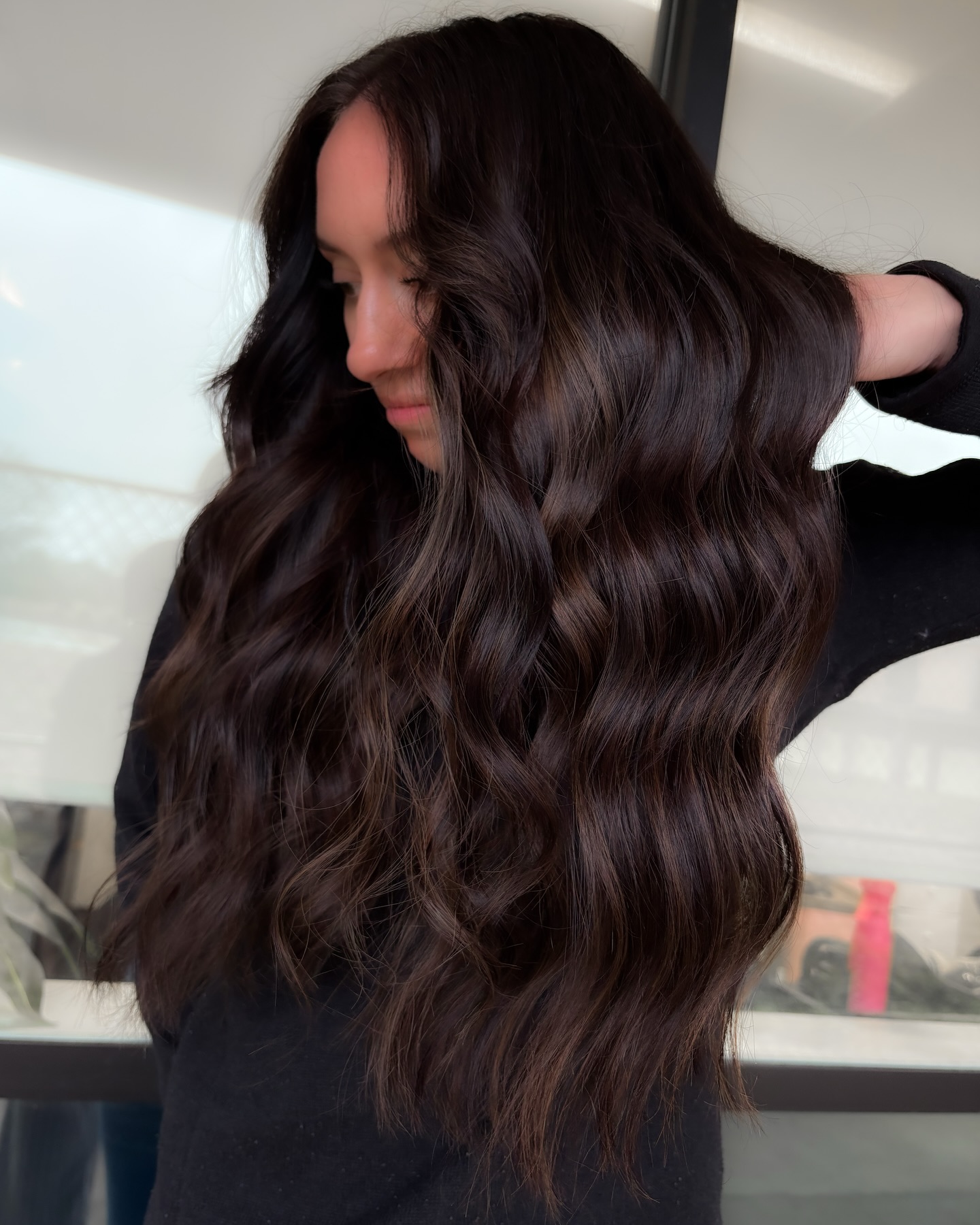 Gorgeous Deep Brunette Waves with Textured Ends