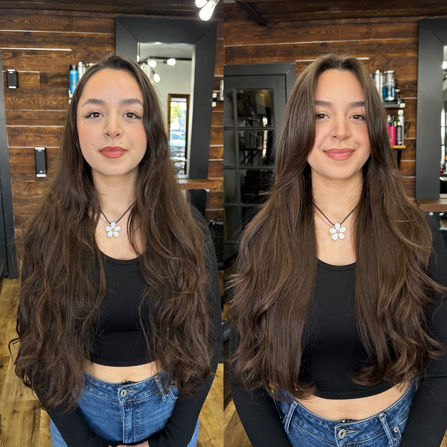 Luxurious Brunette Layers with Soft Face-Framing Waves