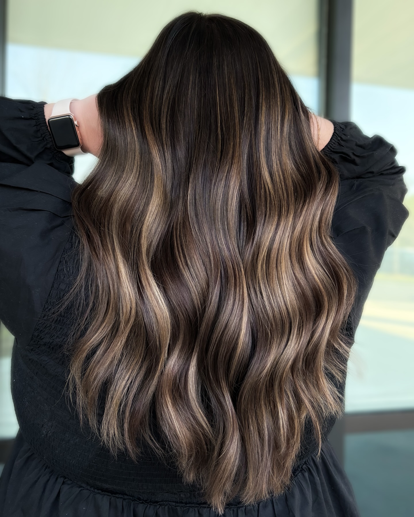 Luxurious Brunette Waves with Caramel Balayage