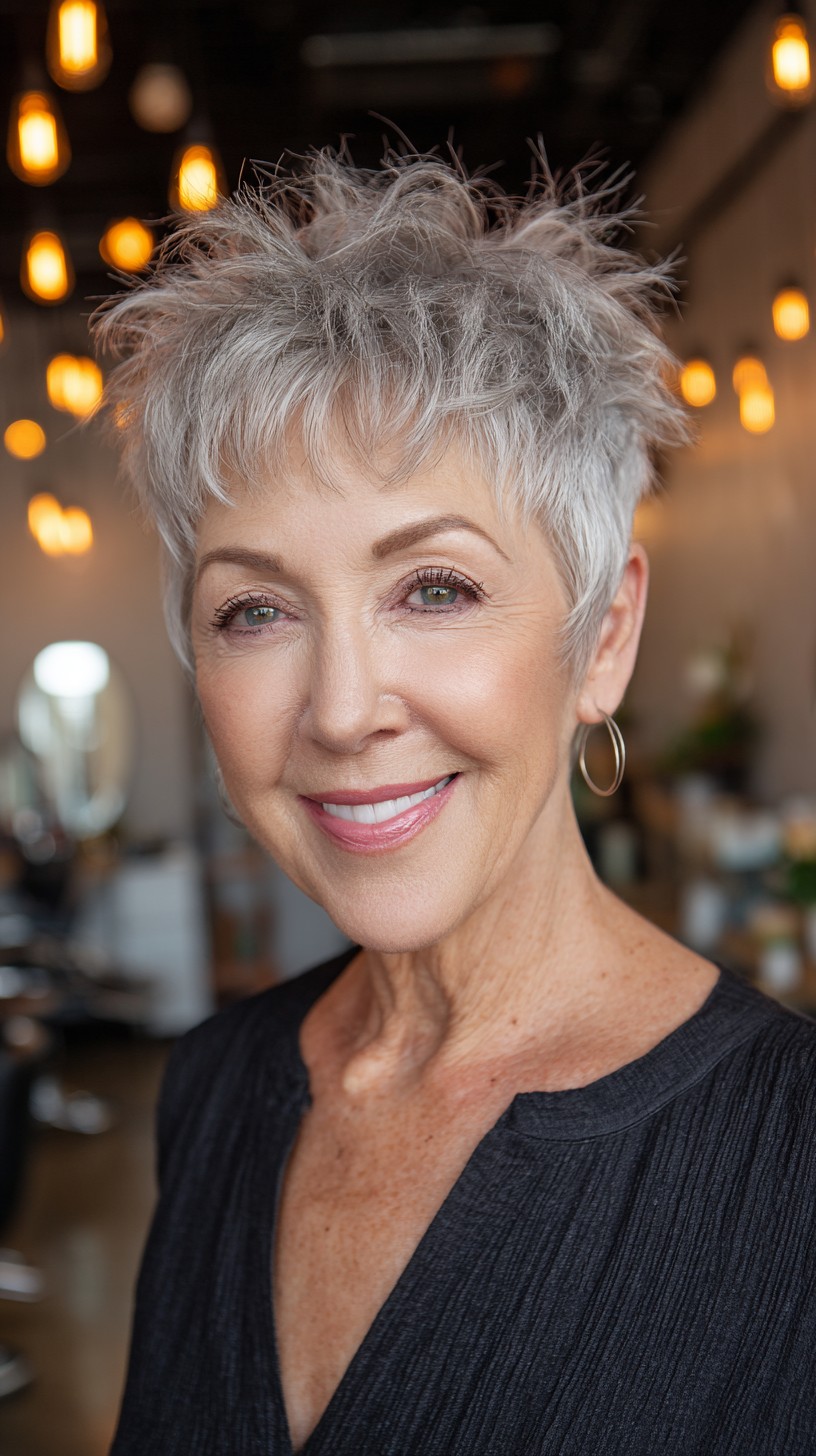 Playful Silver Pixie with Edgy Textures