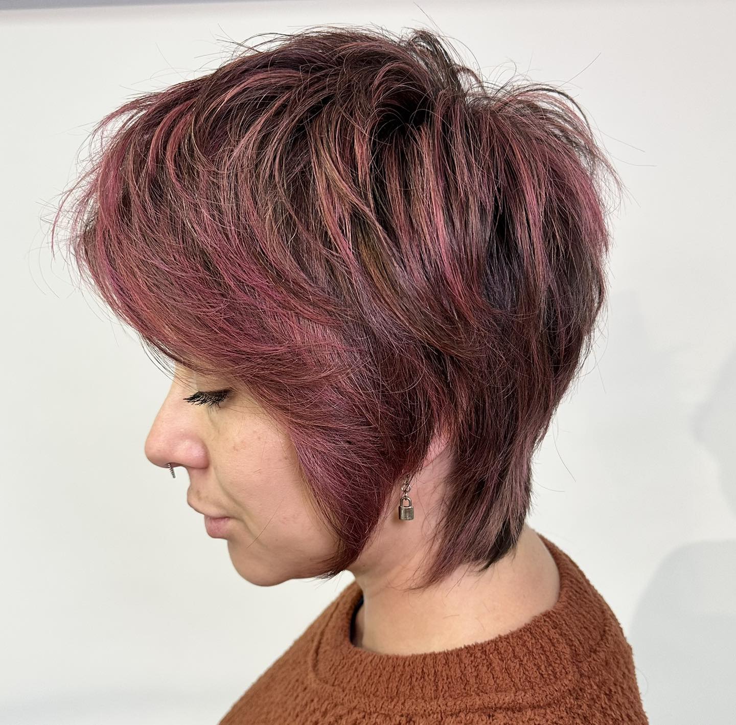 Rosewood Textured Pixie with Tapered Nape