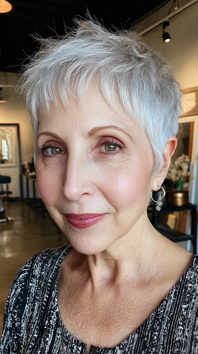 Silver Platinum Pixie With Feathered Texture