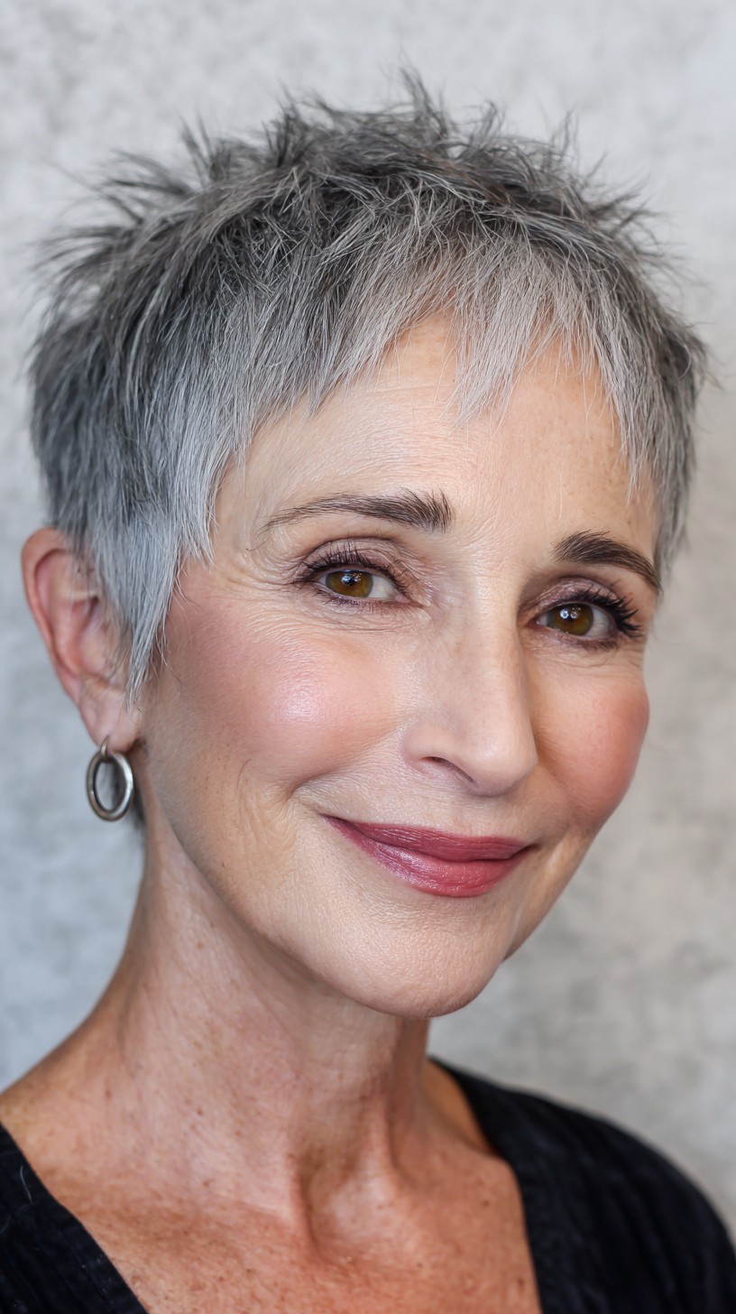Sleek Silver Pixie with Textured Layers