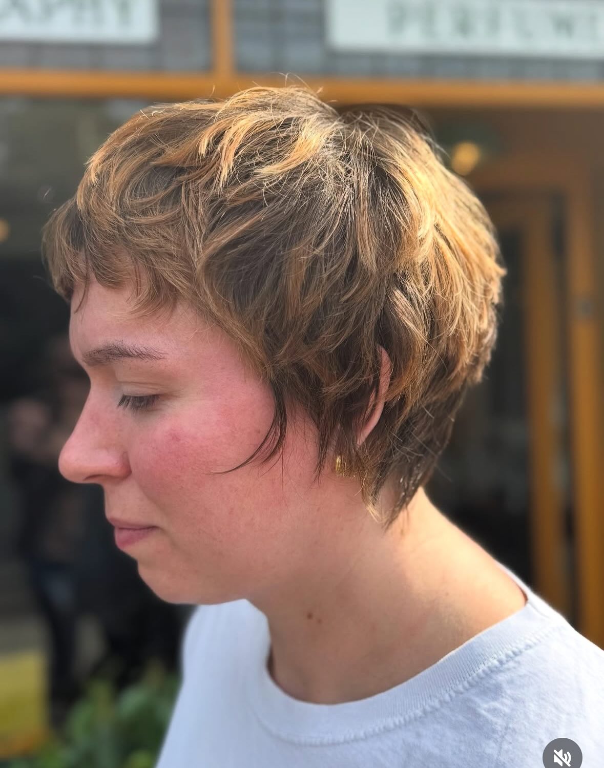 Softly Layered Caramel Pixie with Natural Waves