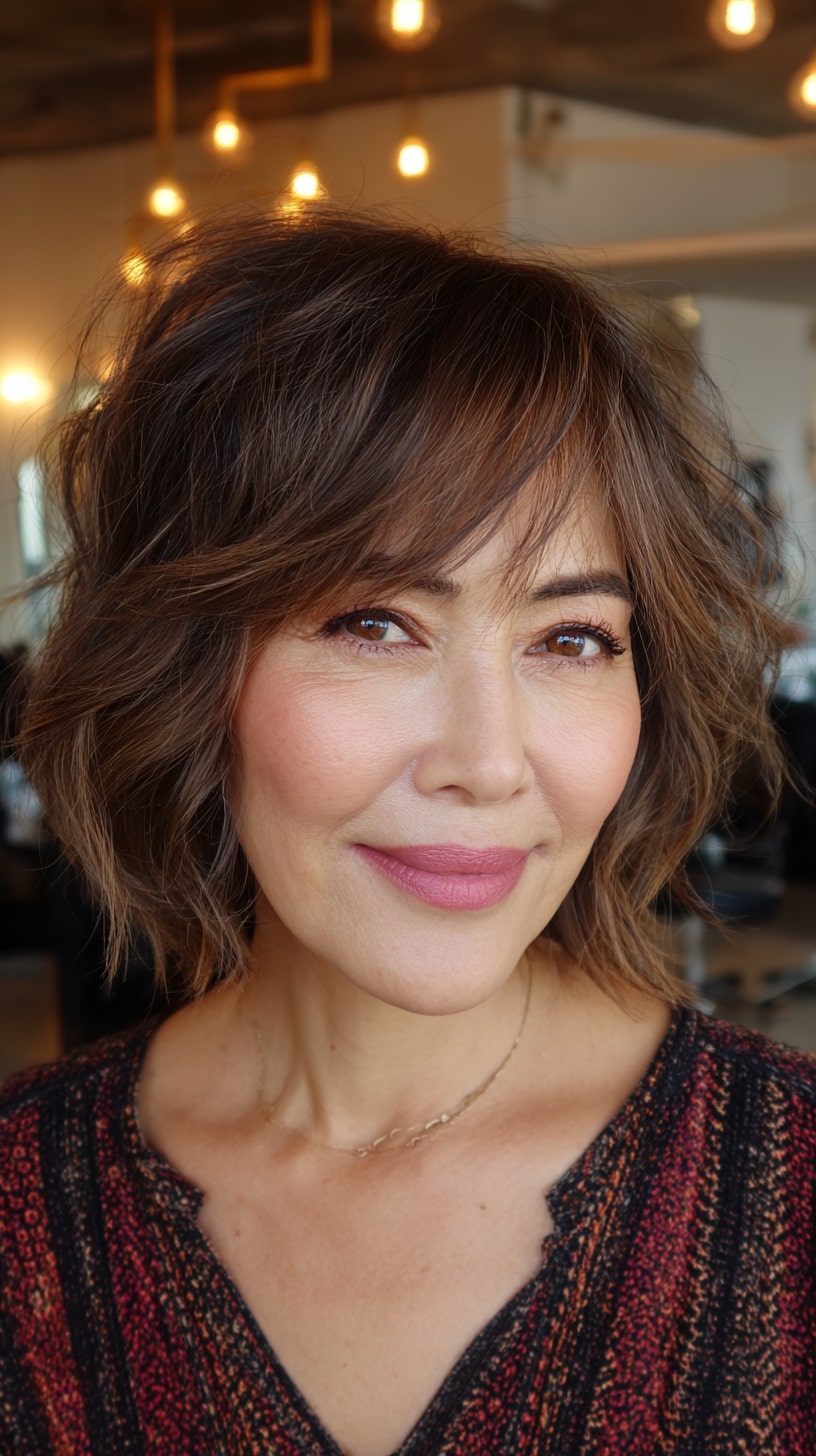 Textured Chin-Length Bob with Face-Framing Layers