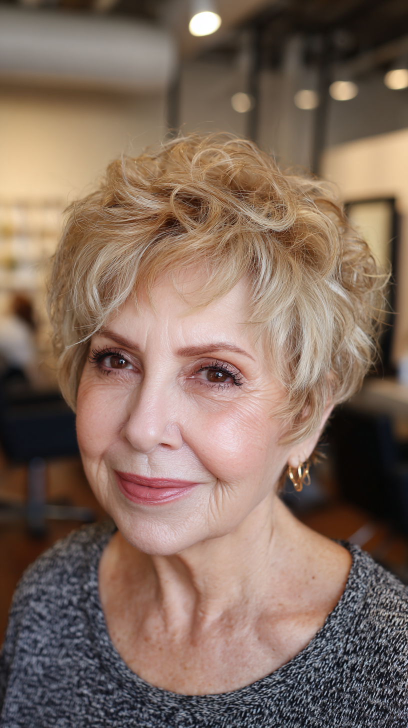 Textured Soft Blonde Pixie Shag for Mature Women