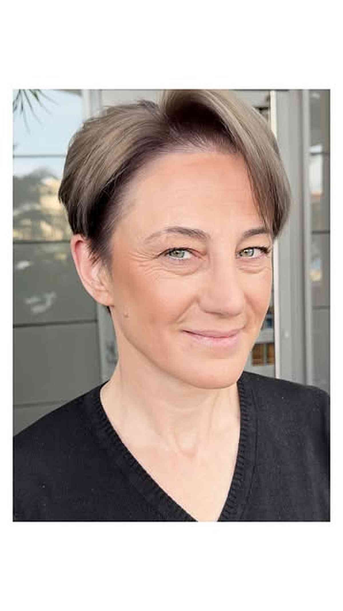 Smoky Taupe Tapered Pixie Sweep
