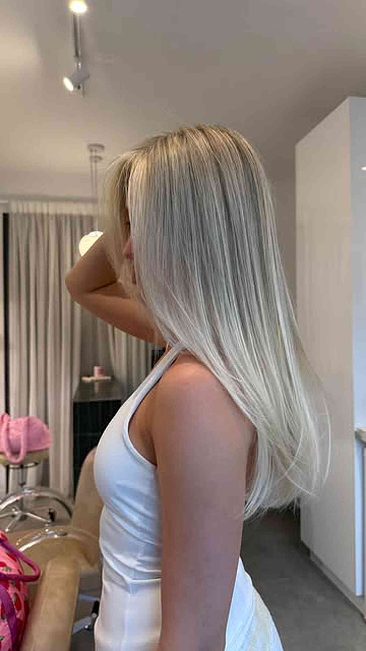 Icy Platinum Silk Straight Layers