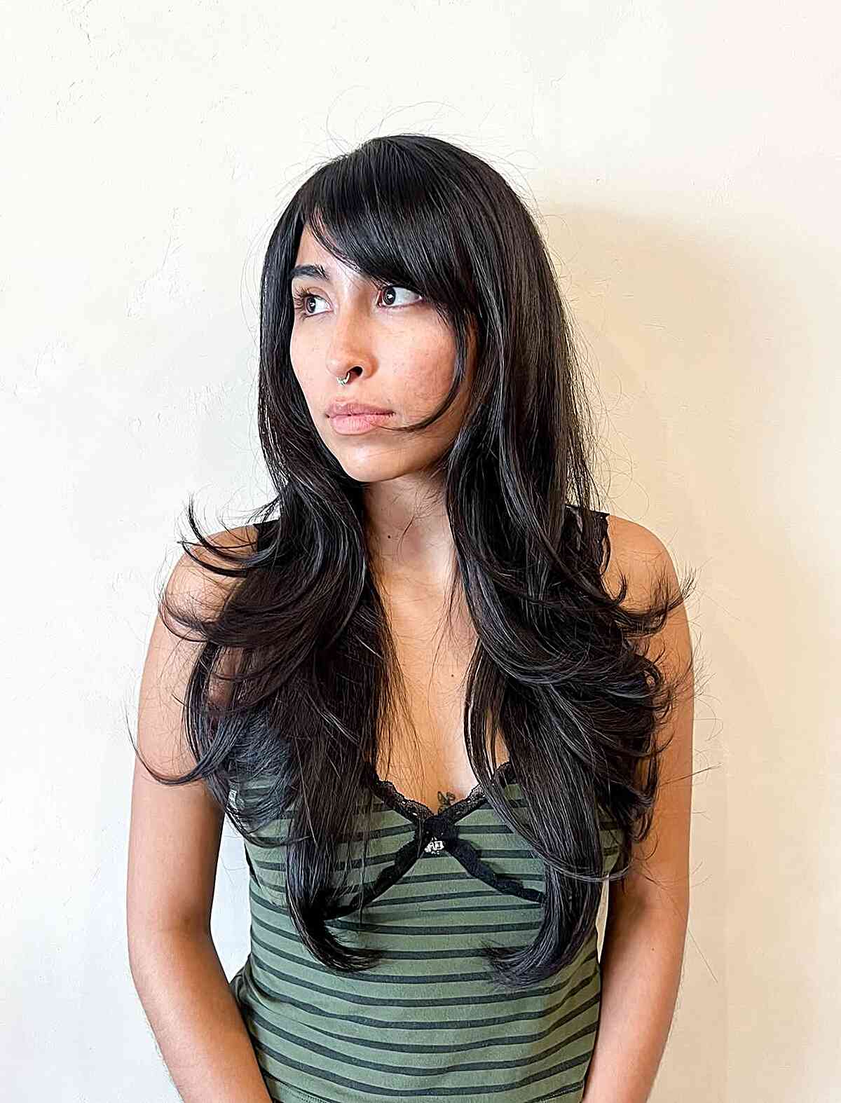 Long Layered Cut with Side Bangs