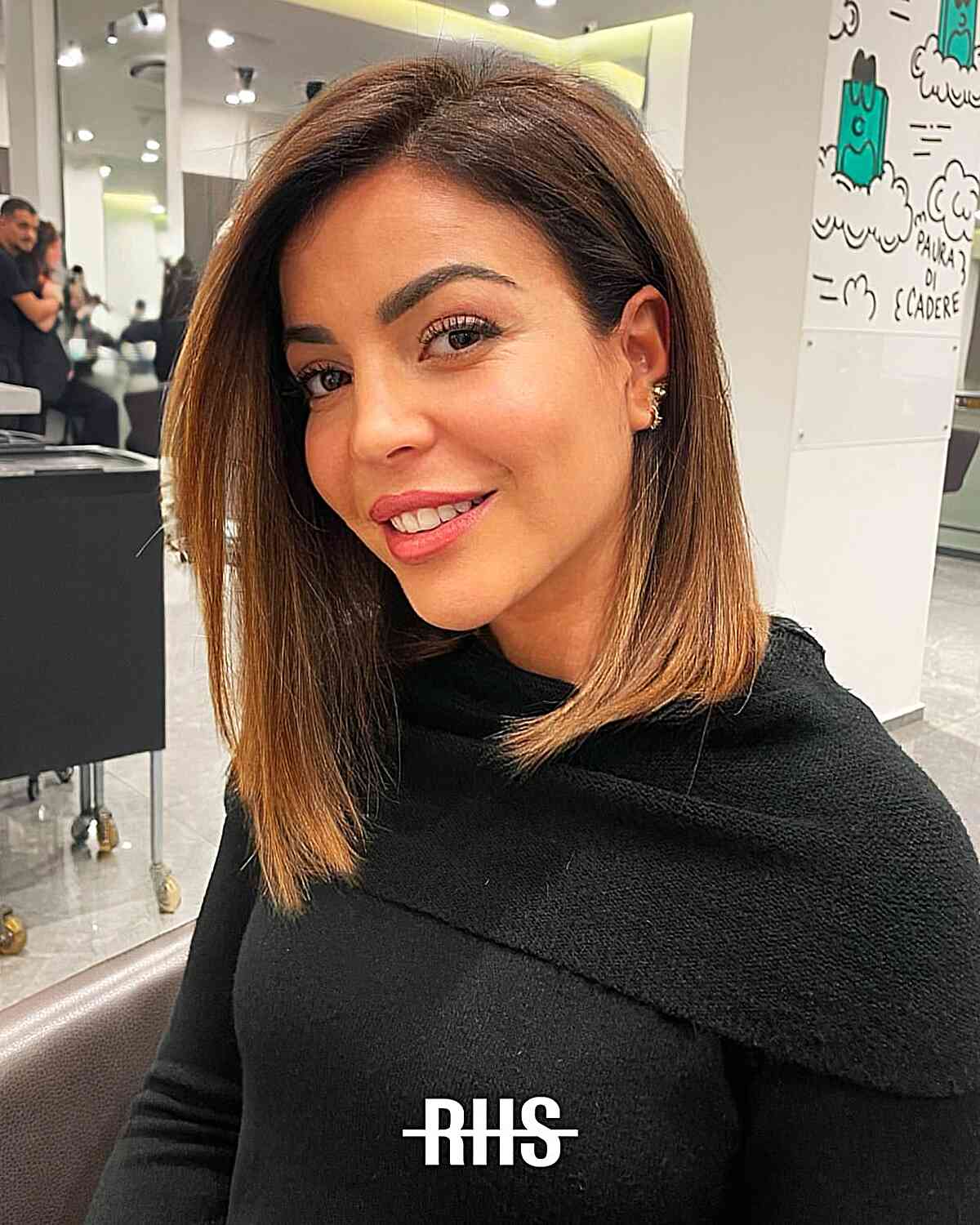 Sleek Medium Length Lob with Subtle Layers