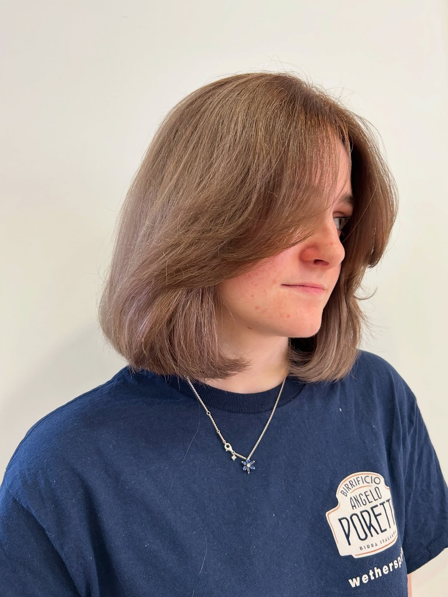 Ash Brown Layered Lob with Swept Face-Framing Fringe