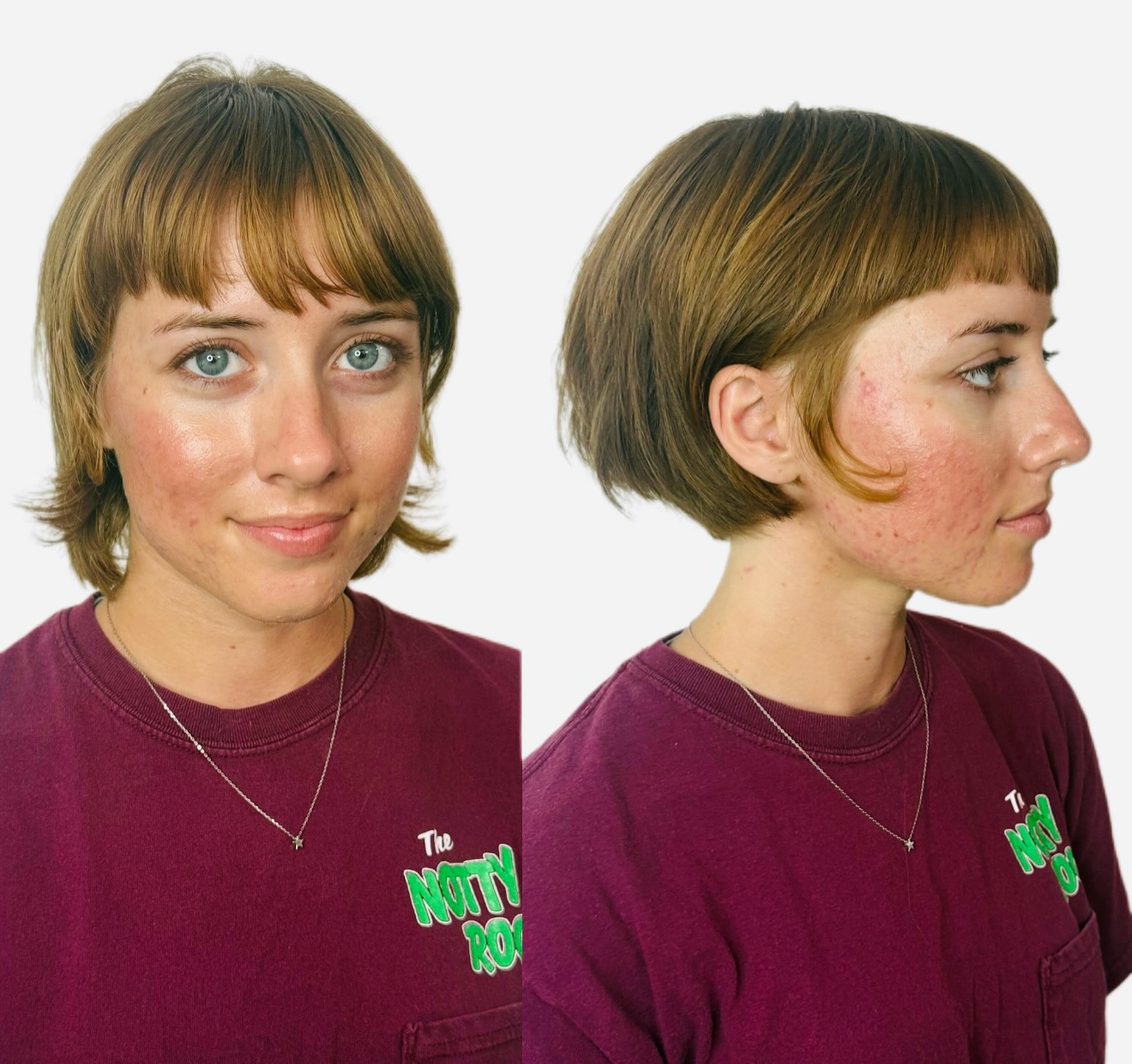 Chic Short Rounded Bob with Micro Fringe and Flipped Nape
