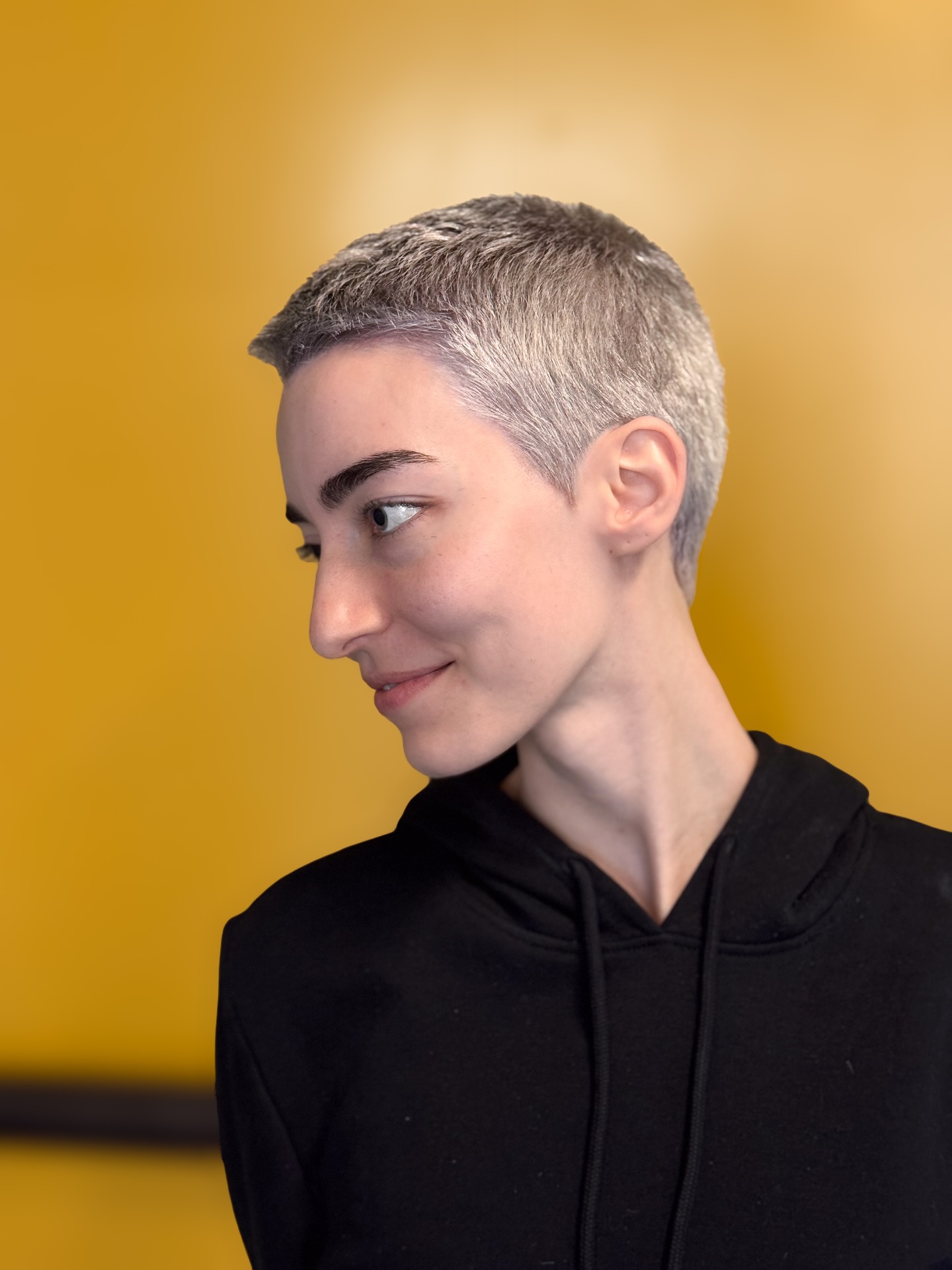 Silver Tapered Buzz with Textured Crop Top