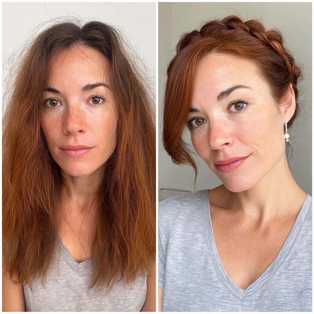 Auburn Crown Braid with Side-Swept Face Frame
