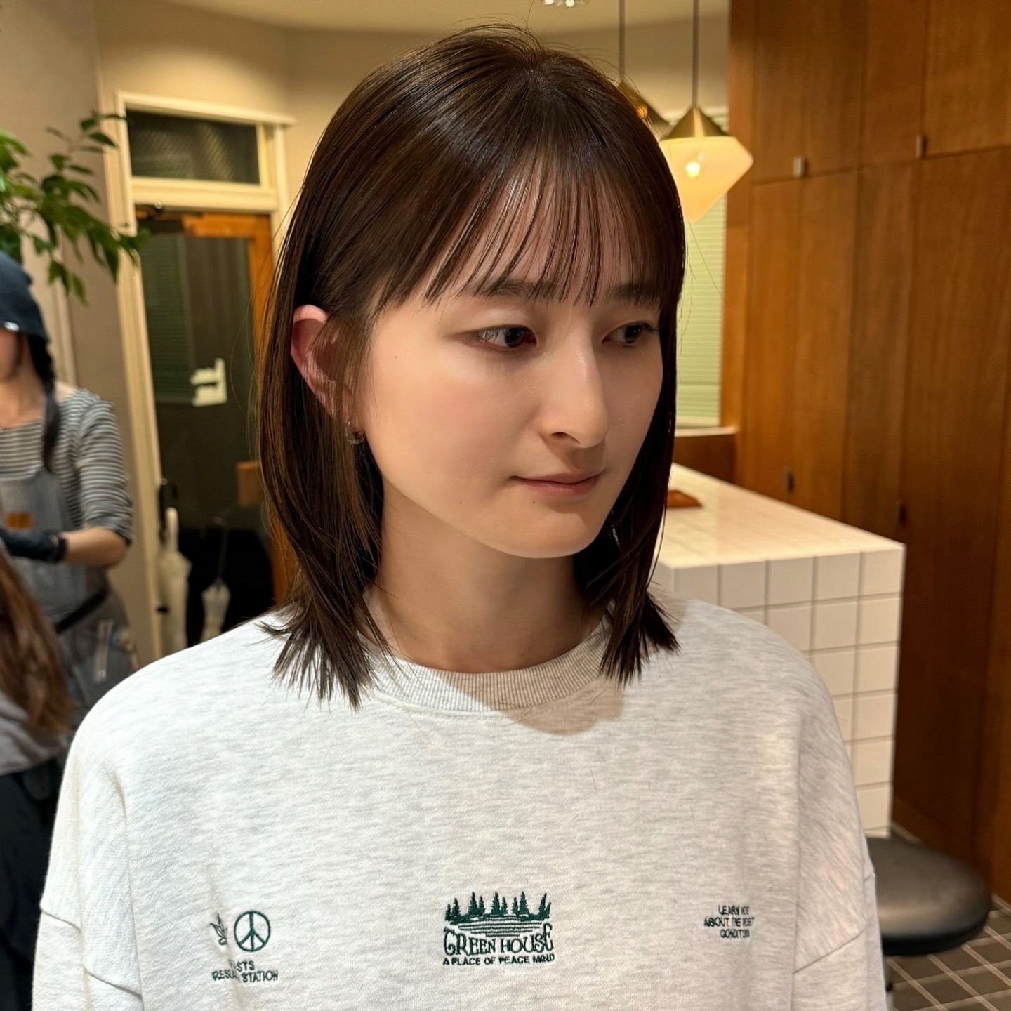 Blunt-Lined Lob with See-Through Micro Bangs