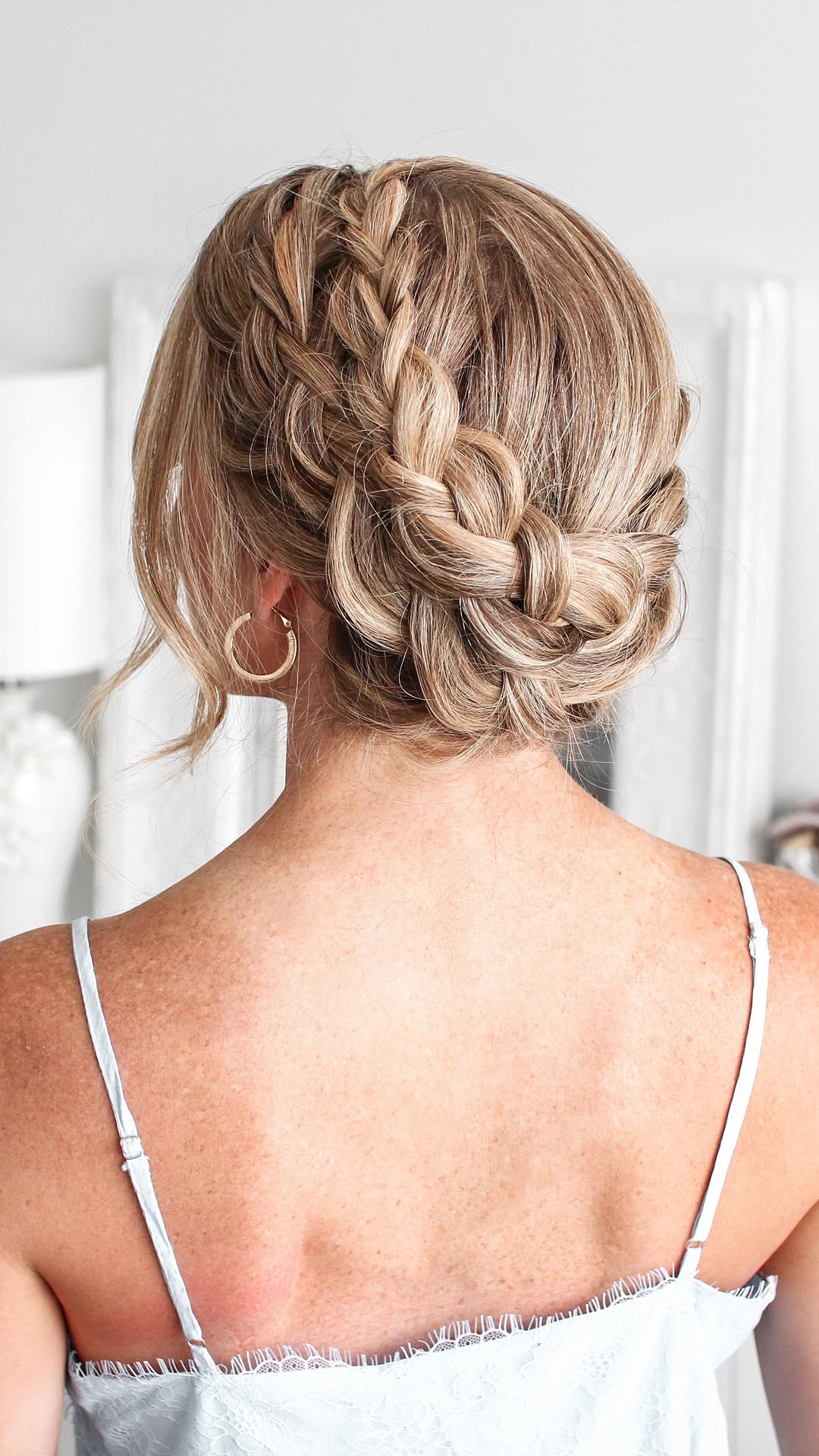 Braided Halo Low Knot with Soft Wispy Tendrils