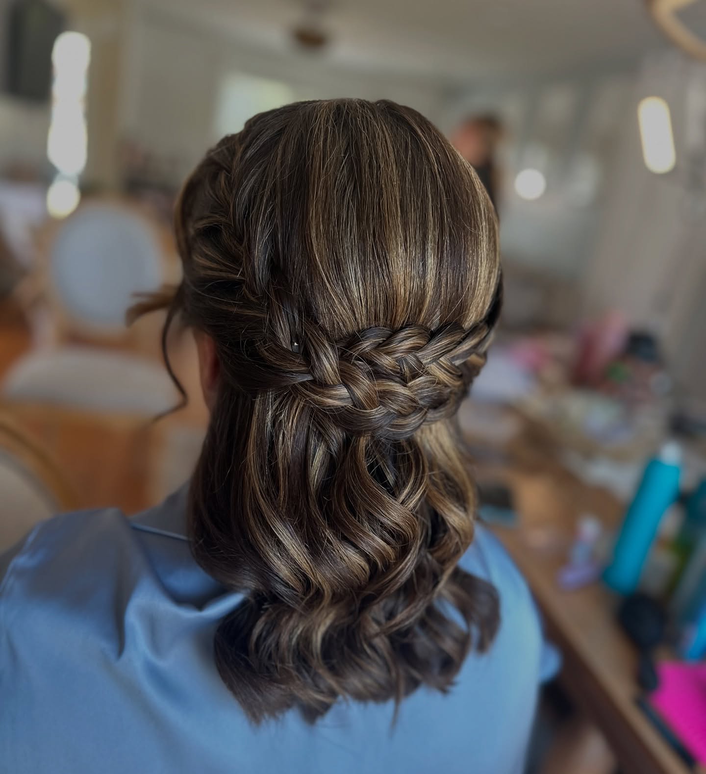 Chestnut Braided Half-Up with Caramel Babylights
