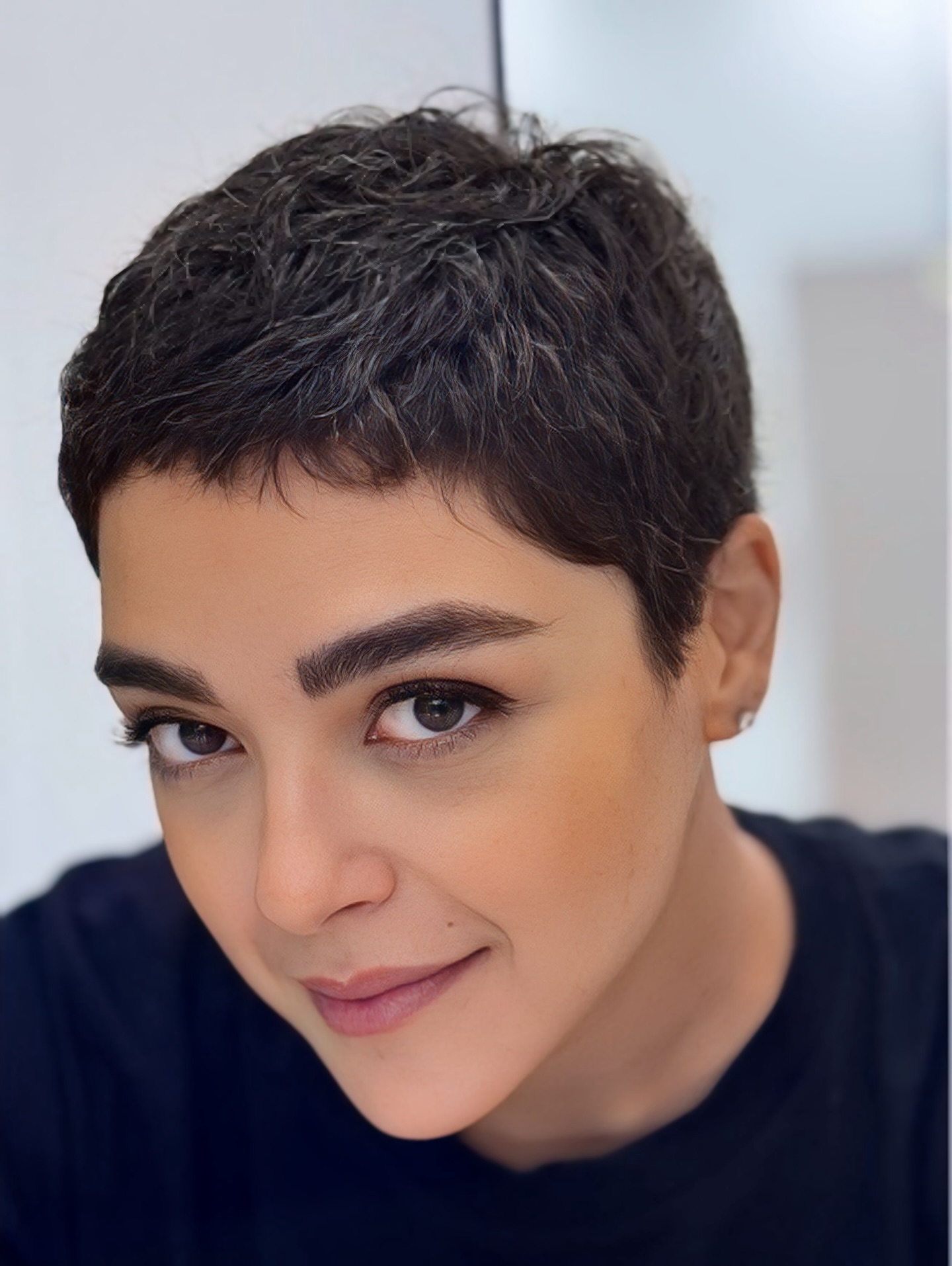 Close-Cropped Textured Pixie with Micro Fringe and Crown Lift