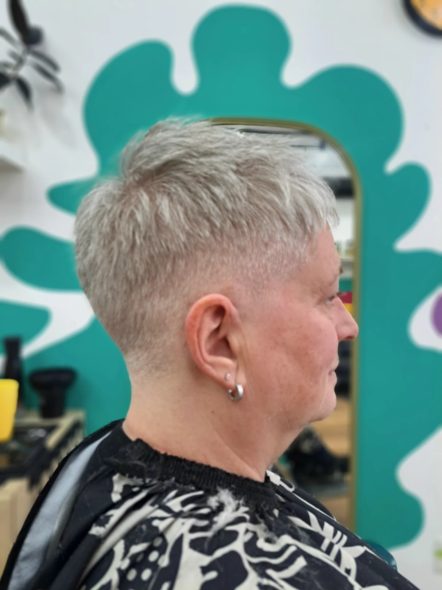 Cropped Silver Tapered Pixie with Blended Nape