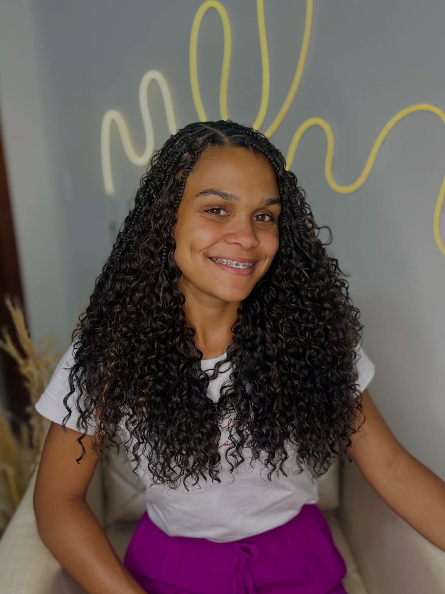 Curly Crown Feed-In Braids with Long Layered Spiral Curls