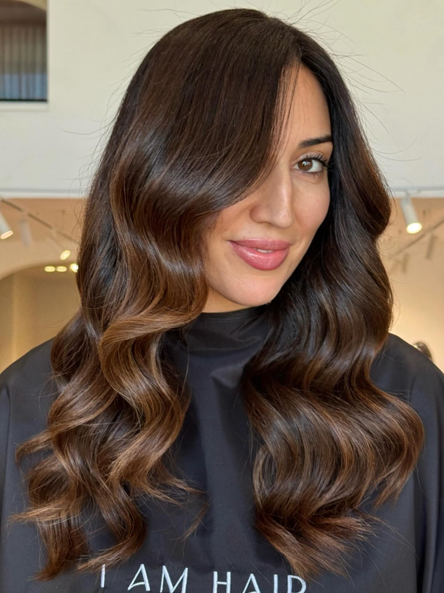Deep Side-Part Chocolate Brown Waves with Soft Face-Framing Layers