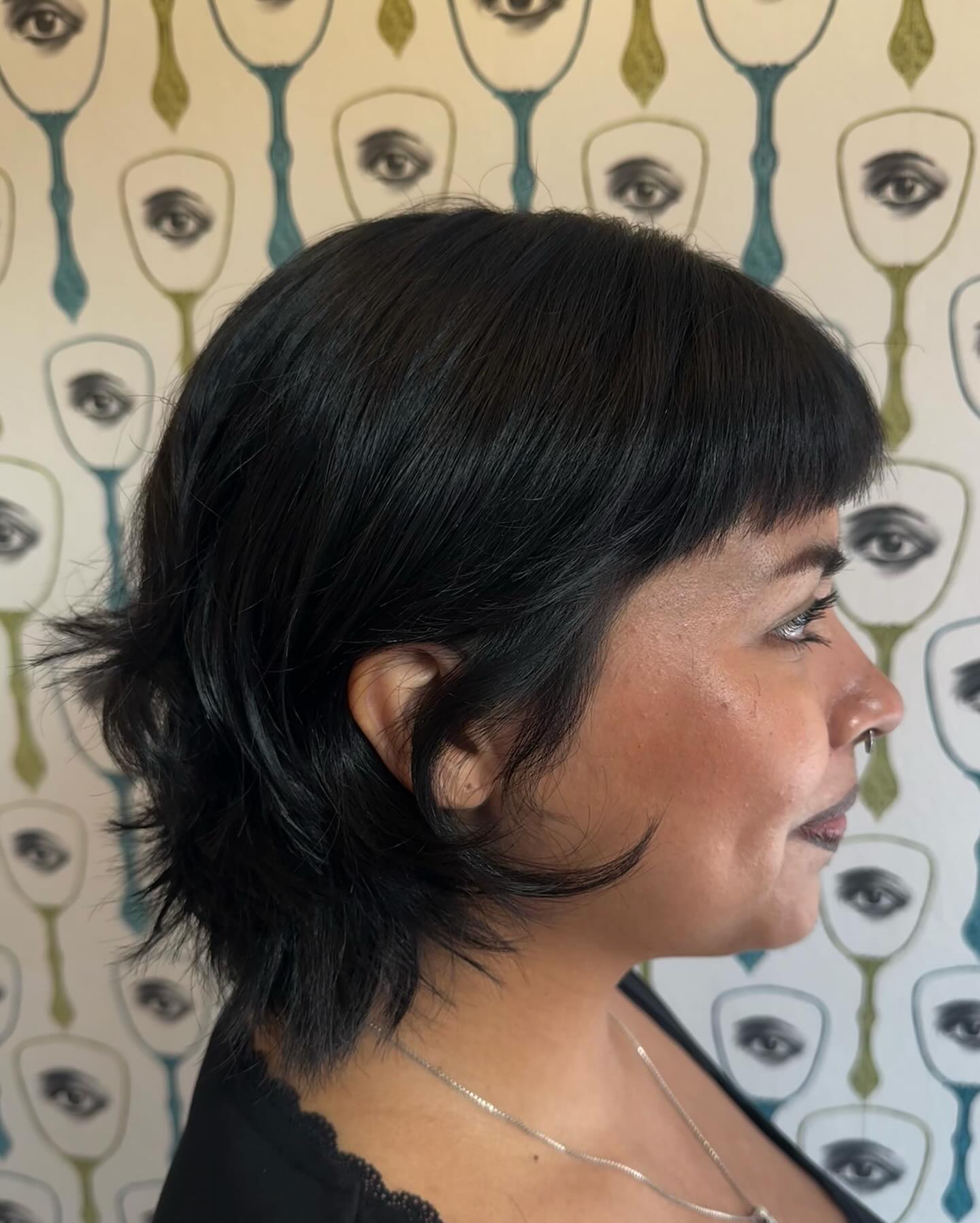 Edgy Short Layered Shag with Blunt Mini-Bangs