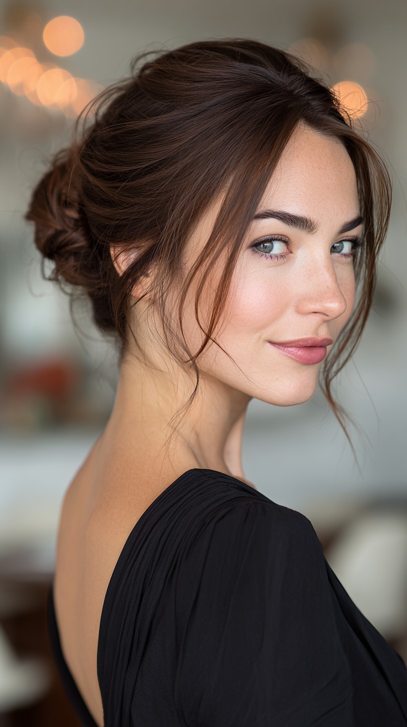 Effortless Low Chignon with Tapered Face-Framing Sections