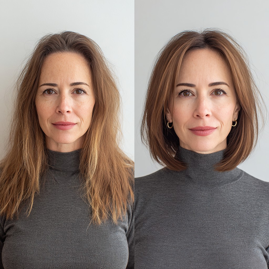 Glossed Collarbone-Grazing Bob with Soft Interior Stack