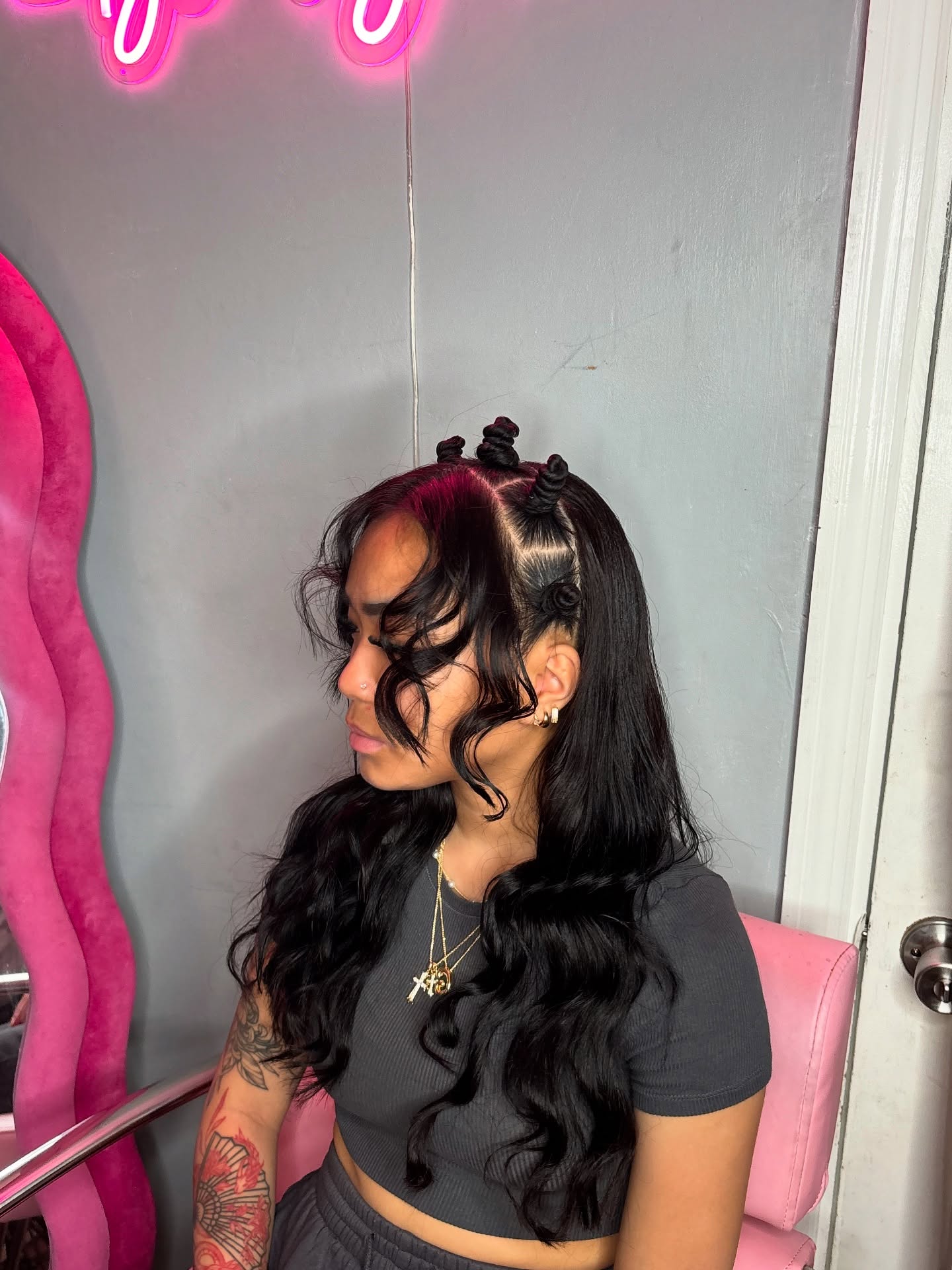 Glossy Mini Bantu Knots with Face‑Framing S‑Waves