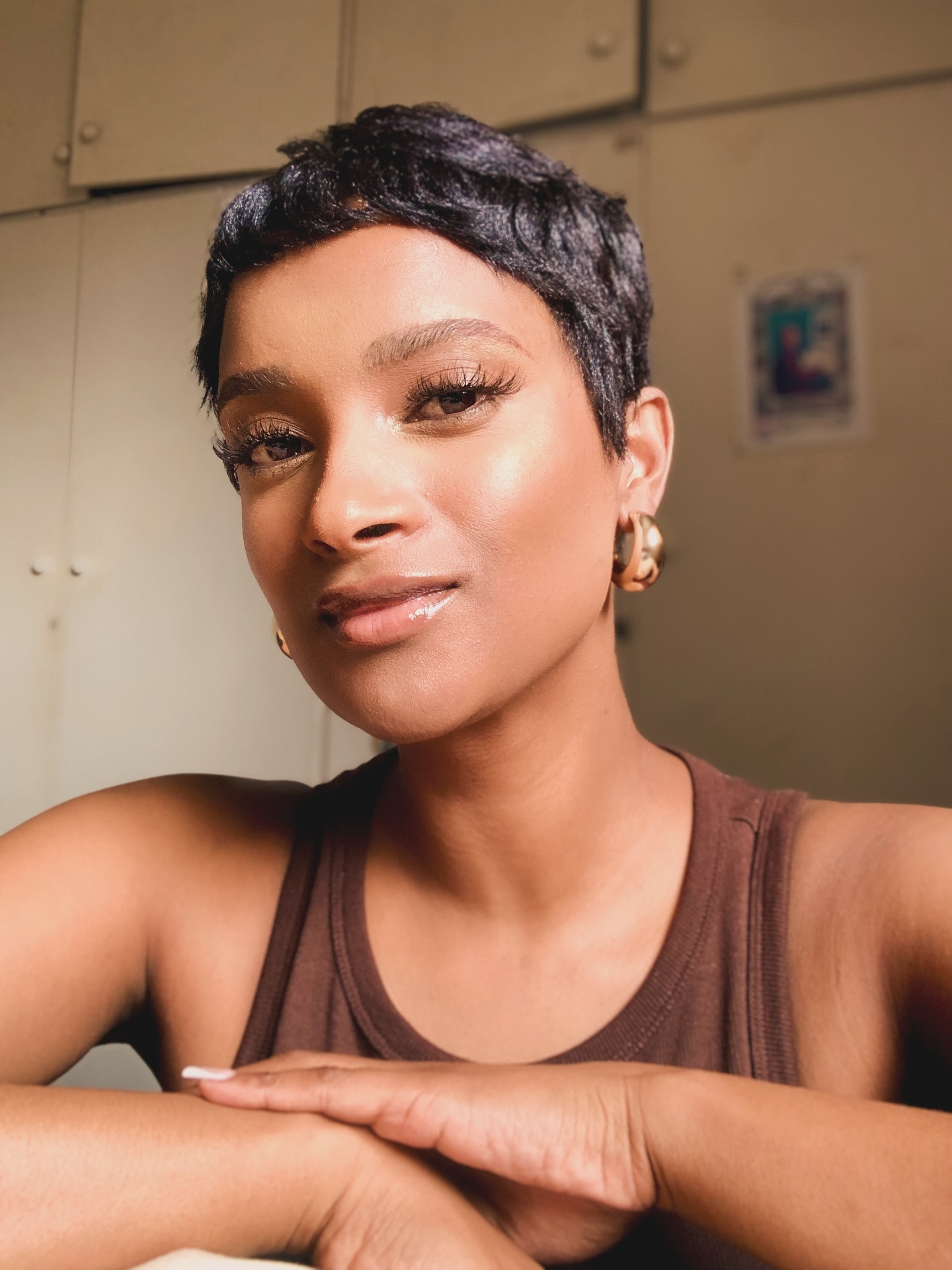 Glossy Short Pixie with Tapered Nape and Micro-Bangs