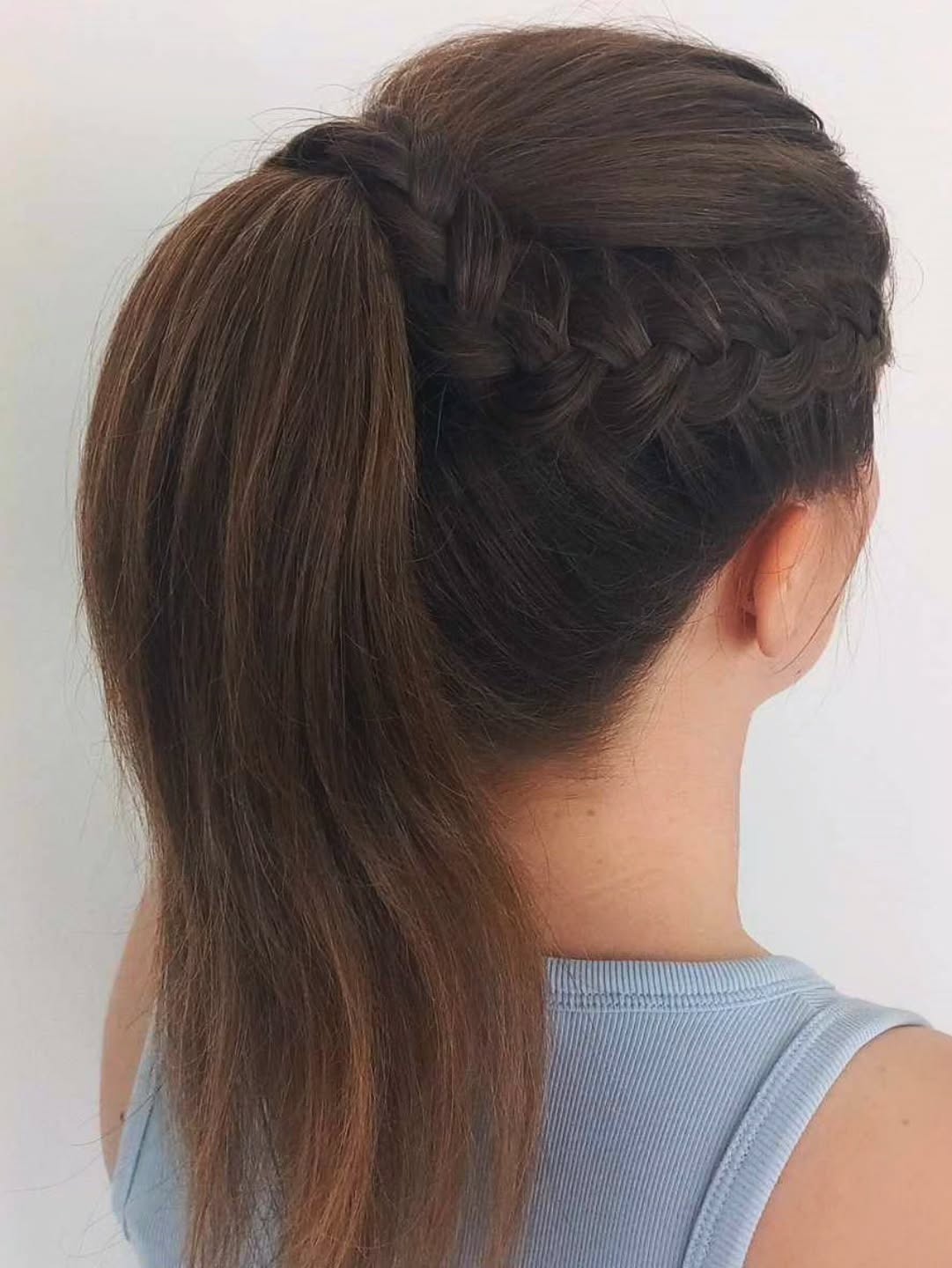 High Wrapped Pony with Inverted Side Dutch Braid