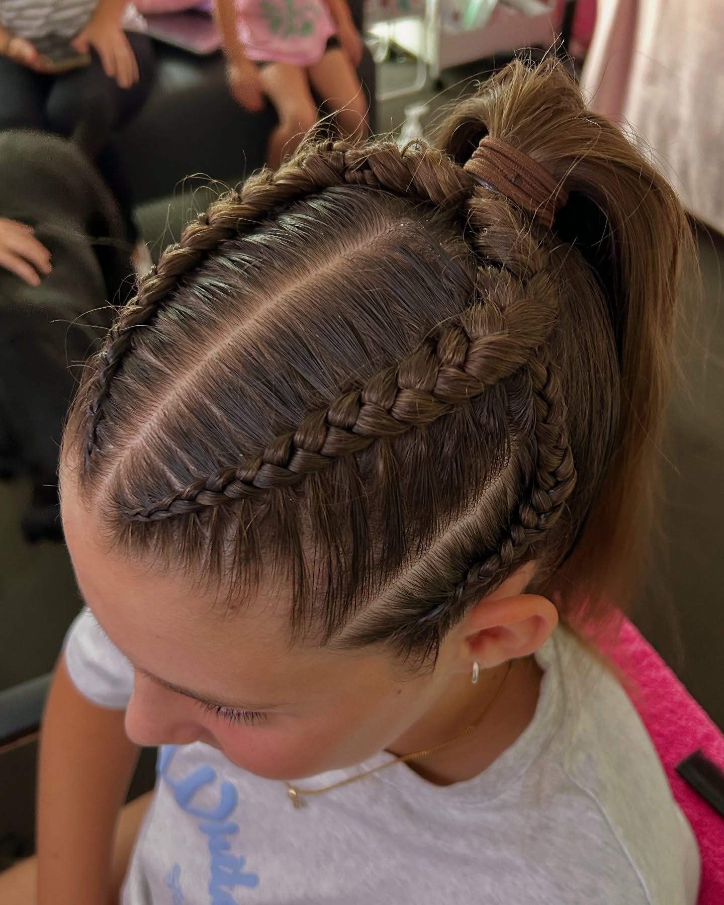 Horseshoe Halo Feed-In Cornrows with High Ponytail