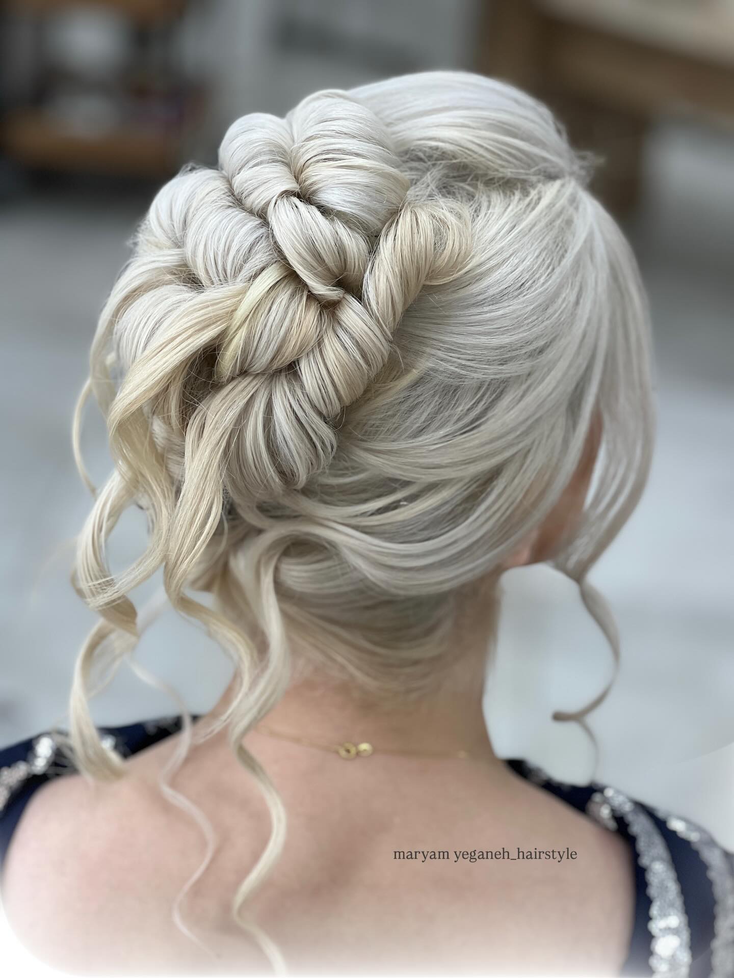 Icy Platinum Rope-Braid Cluster Updo