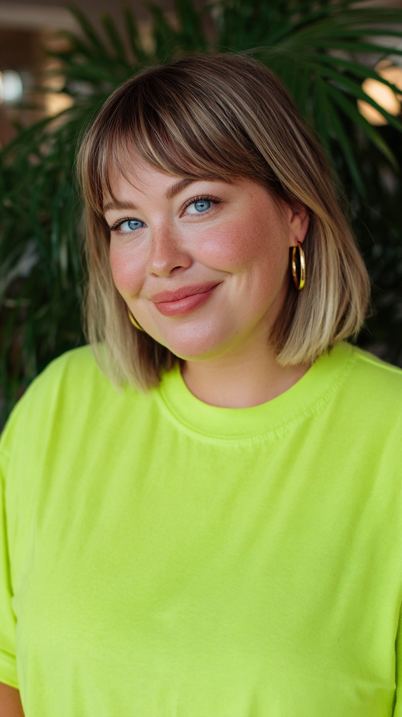 Jaw-Grazing Blunt Lob with Wispy Micro-Bangs