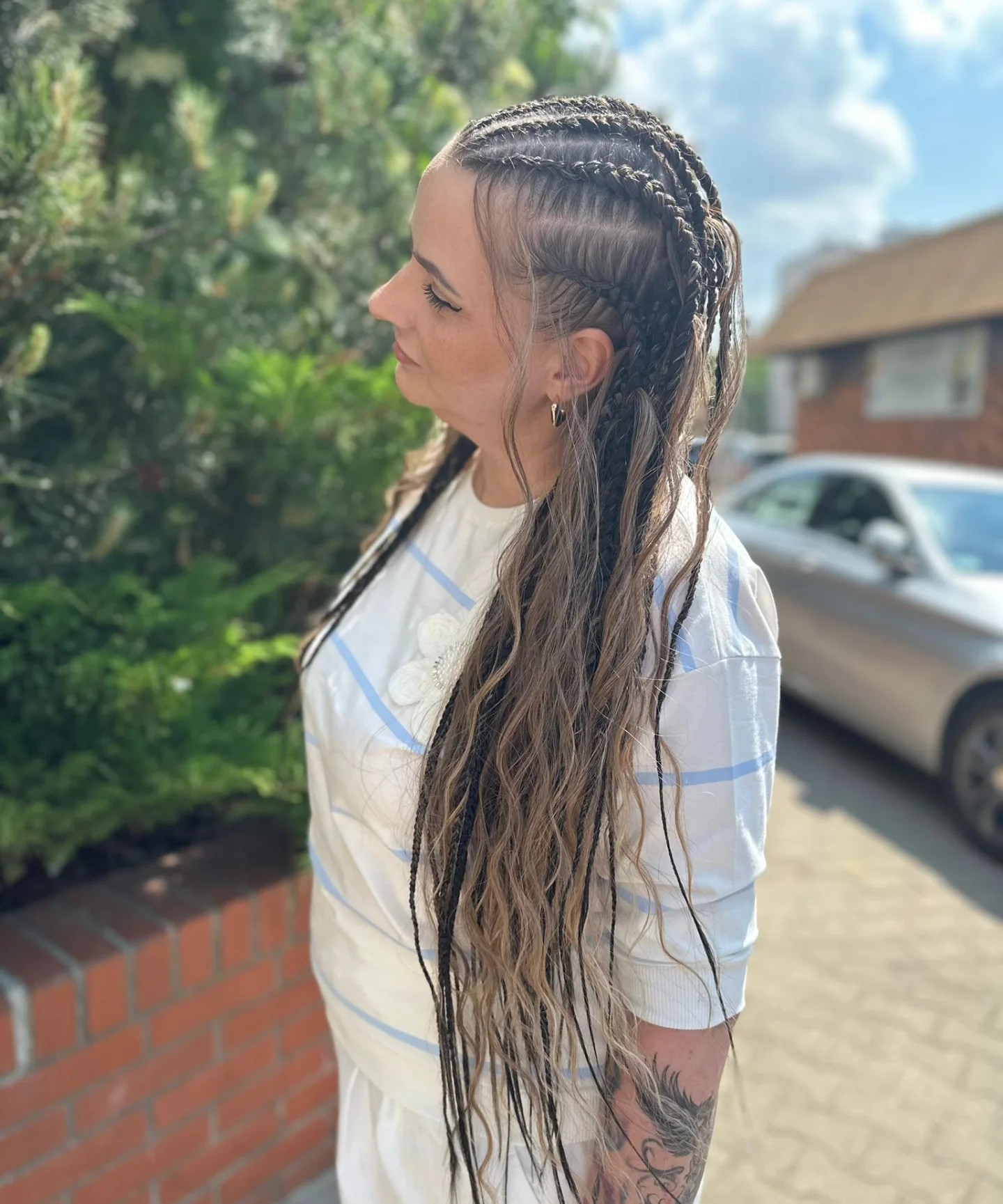 Long Low-Tension Cornrows with Beachy Balayage Ends