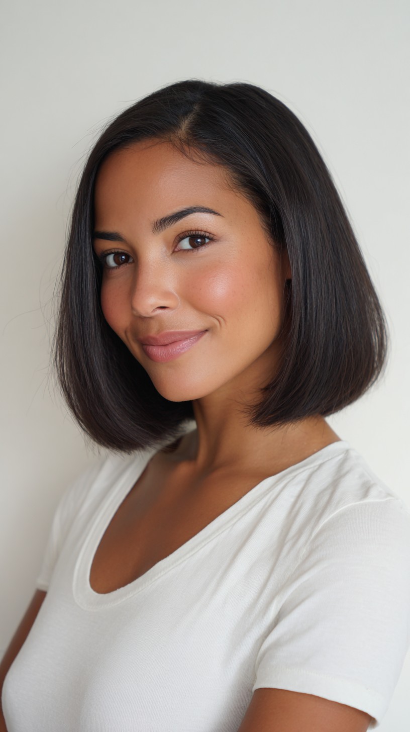 Neutral Brown Precision Blunt Lob with Soft Internal Graduation
