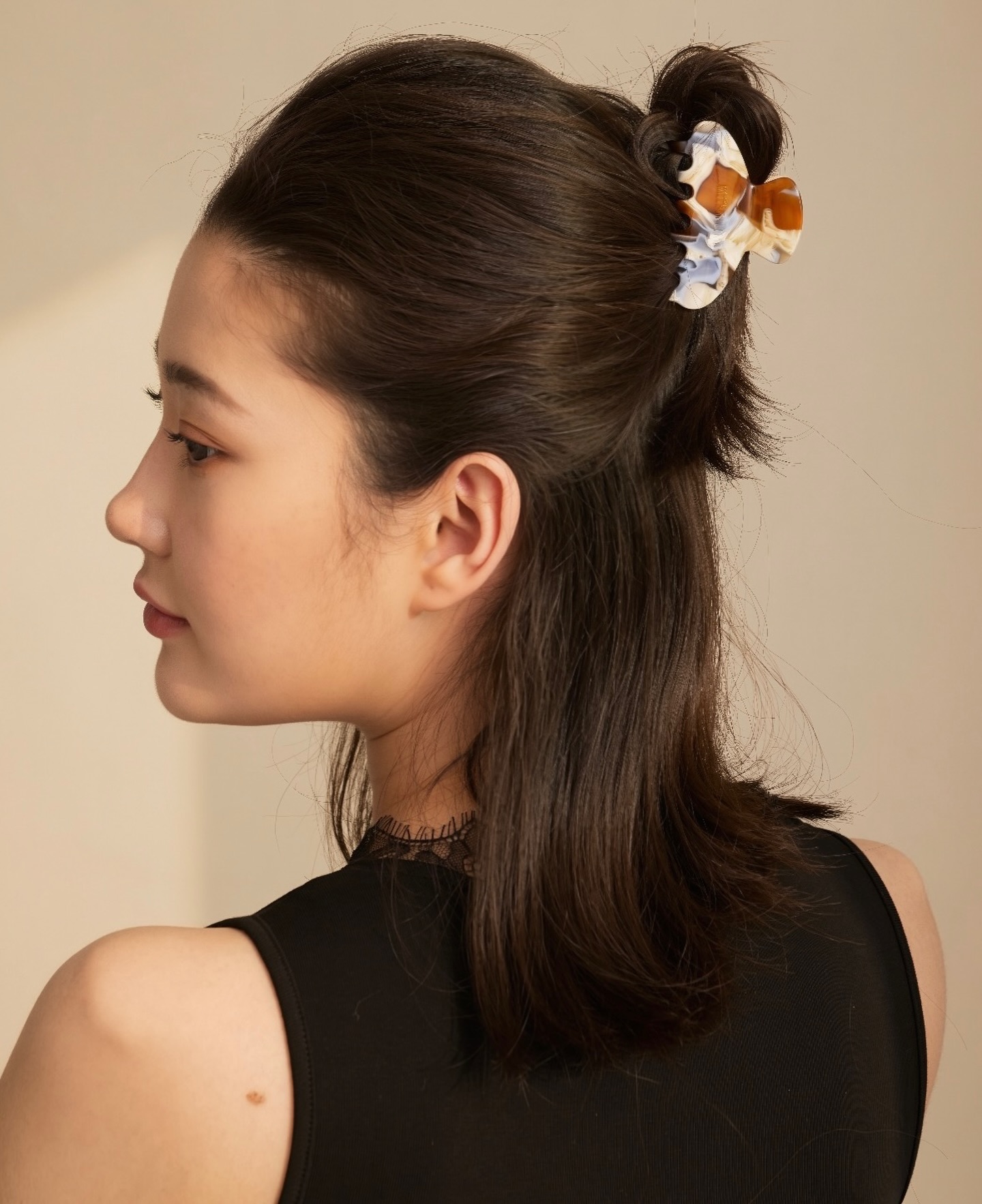 Polished Half-Up Clip with Subtle Face-Framing Layers