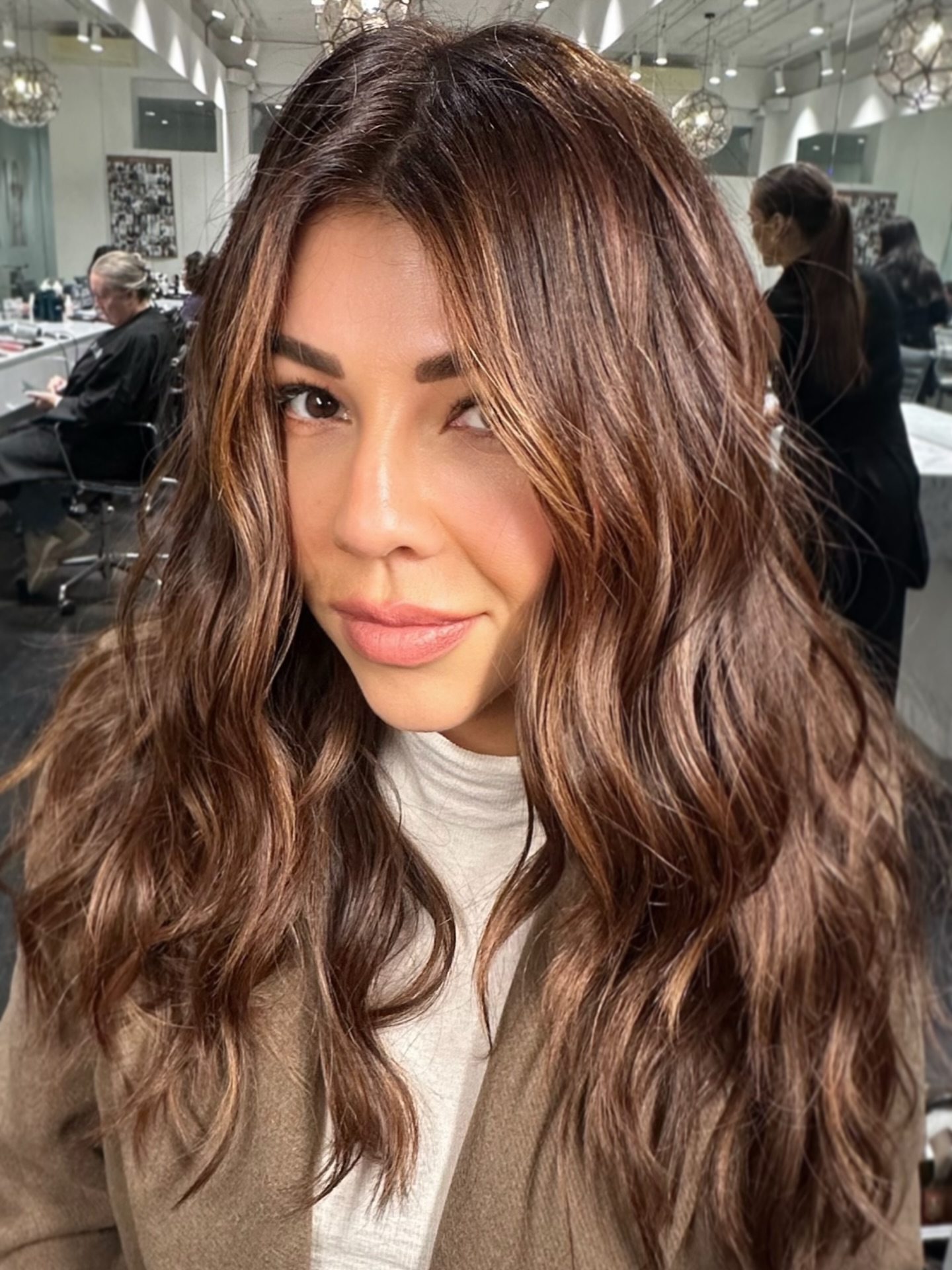 Rich Chocolate Long Layers with Caramel Face-Framing Babylights