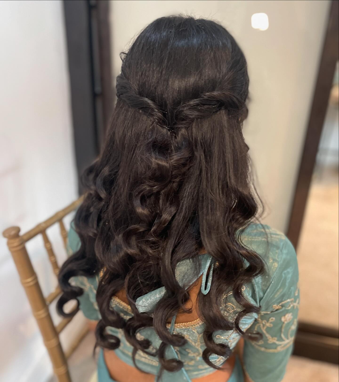 Romantic Half-Up Twisted Knot with Long Barrel Curls