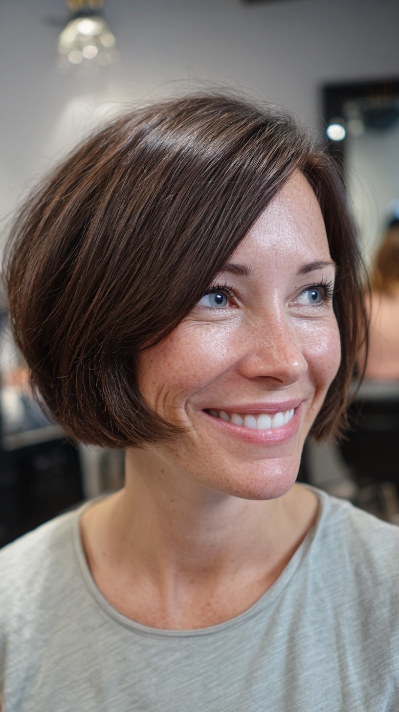 Rounded Chin-Length Bob with Soft Interior Graduation