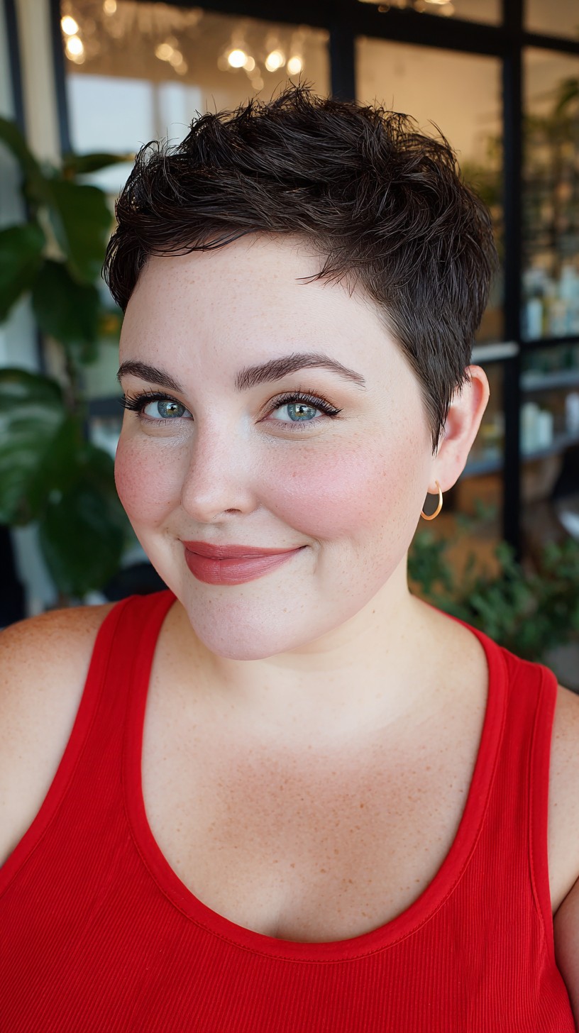 Short Tousled Pixie with Natural Crown Lift and Soft Taper