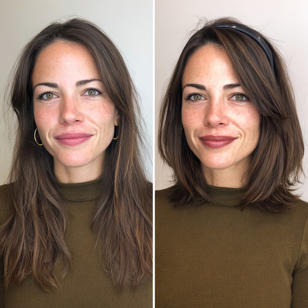 Shoulder-Length Feathered Lob with Face-Framing Layers